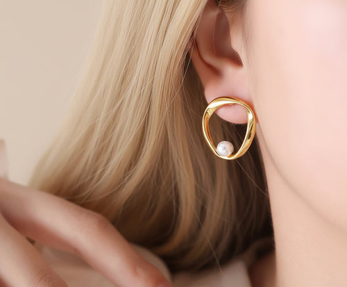 Crescent Pearl Studs