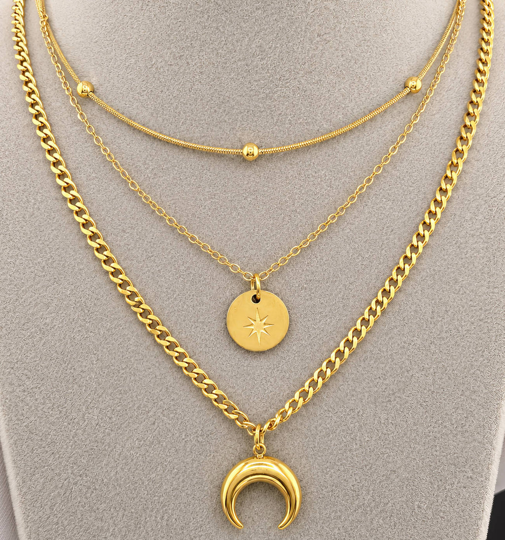 Crescent Layer Necklace Set