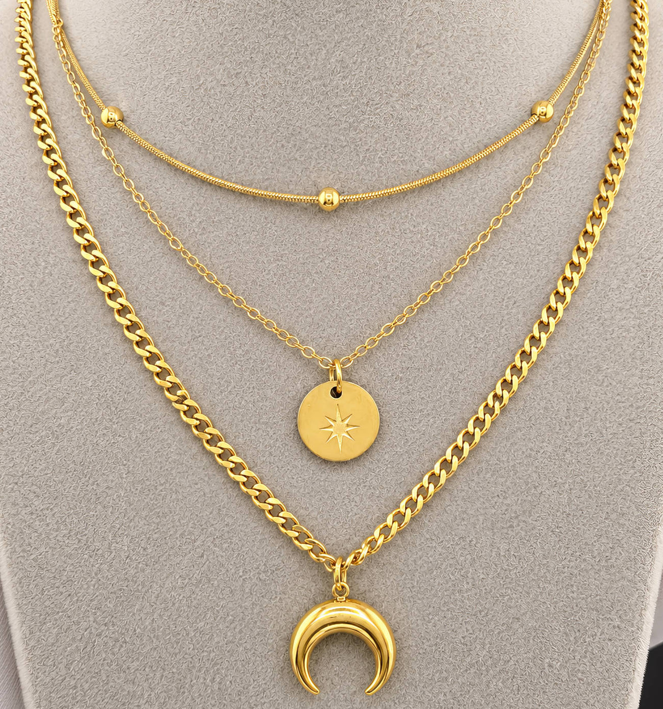 Crescent Layer Necklace Set