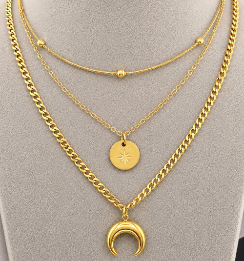 Crescent Layer Necklace Set