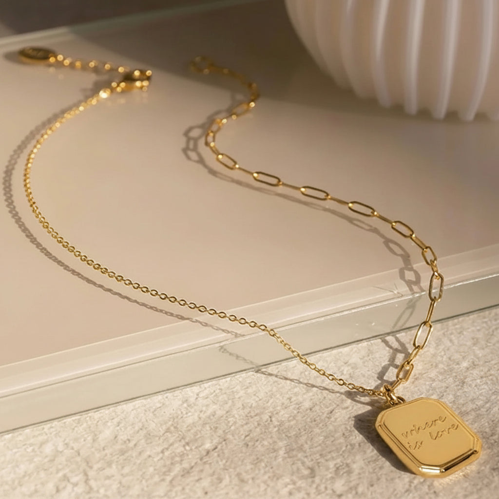 Where Is Love Double Chain Pendant Necklace