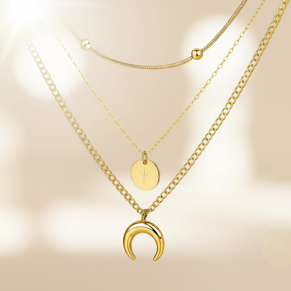 Crescent Layer Necklace Set