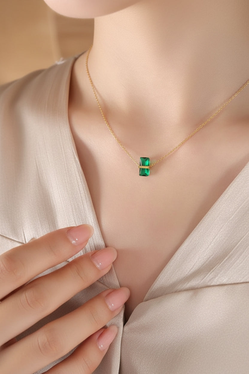 Gemstone Bar Pendant Necklace