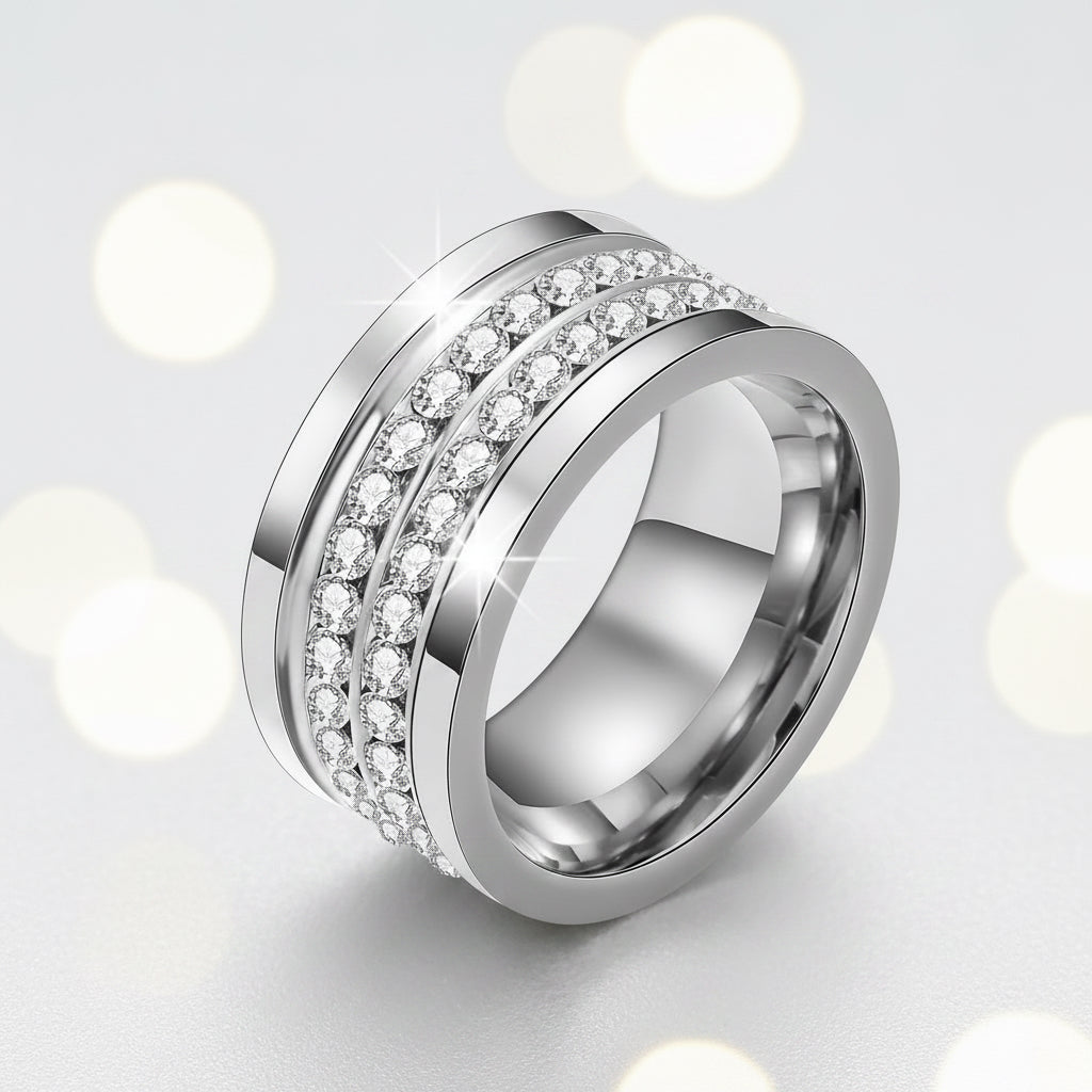 Double Row Crystal Band Ring