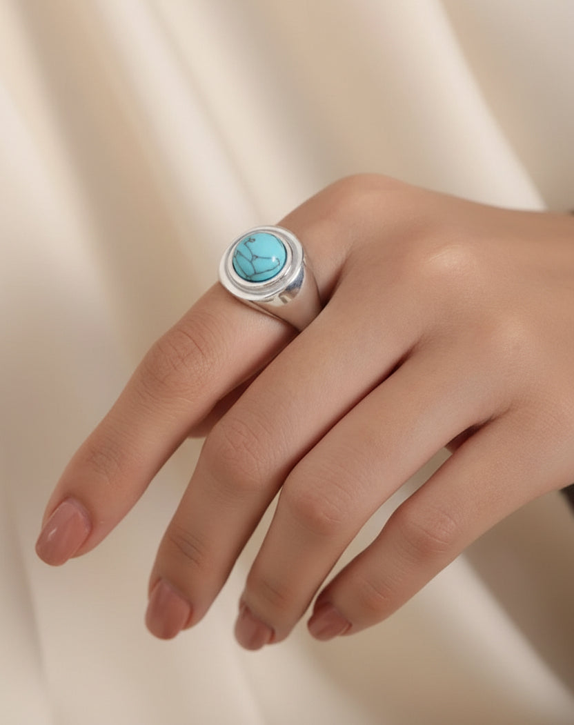 Orb Stone Signet Ring – Silver